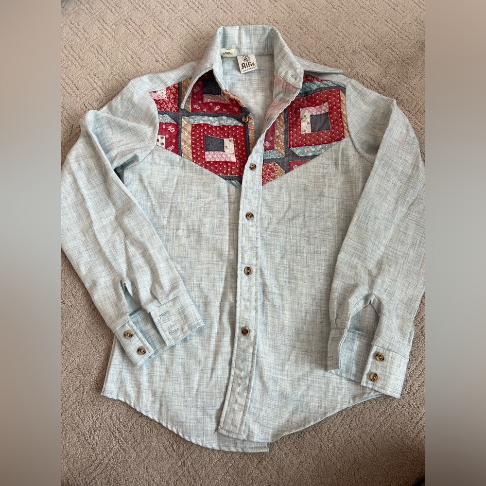 Vintage Cowboy Ranch wear western shirt with quilted pattern Alfie California